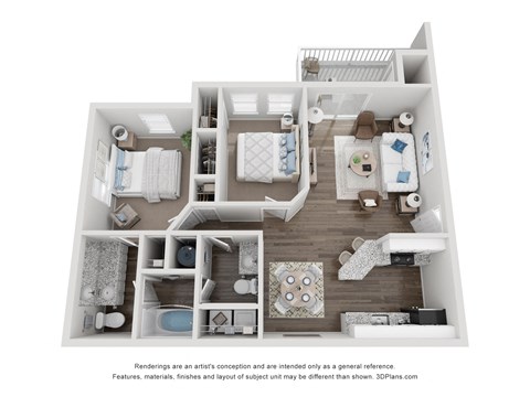 Floor plan for 2 beds, 1.5 baths, 1025 sqft